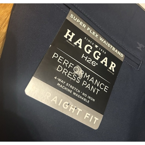 HAGGAR Mens 34x30 Blue  Golf Performance Dress‎ Pant Stretch Straight Flex - Picture 2 of 9